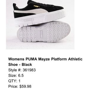 PUMA Mayze Platform Athletic Shoes - Black , Kaki & White.  Size 6.5 Womens